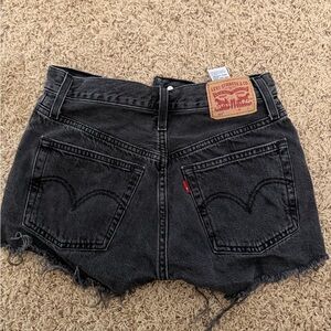 Levi's Black Cutoff Denim Shorts with Frayed Hem